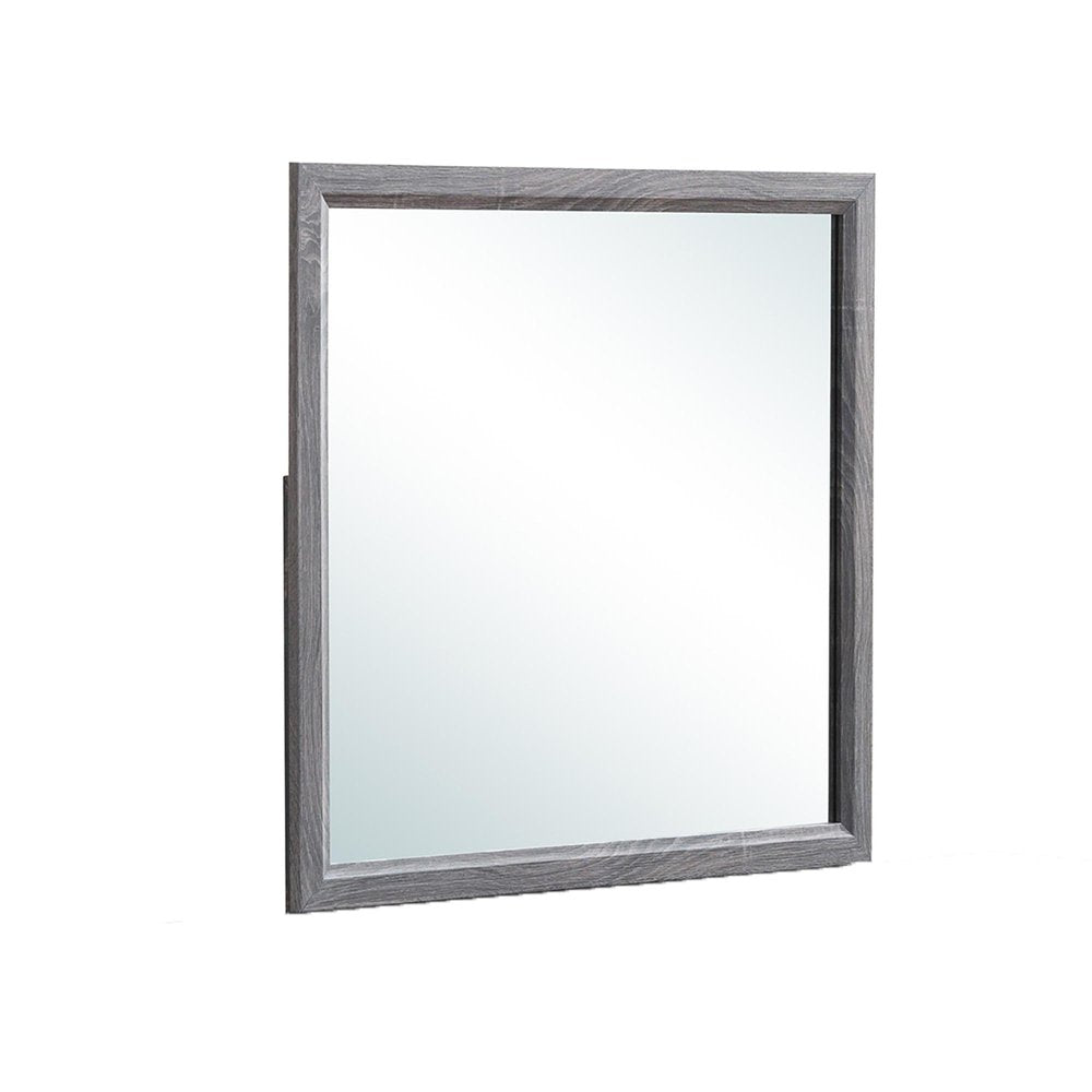 35" Dark Gray Wood Framed Accent Mirror