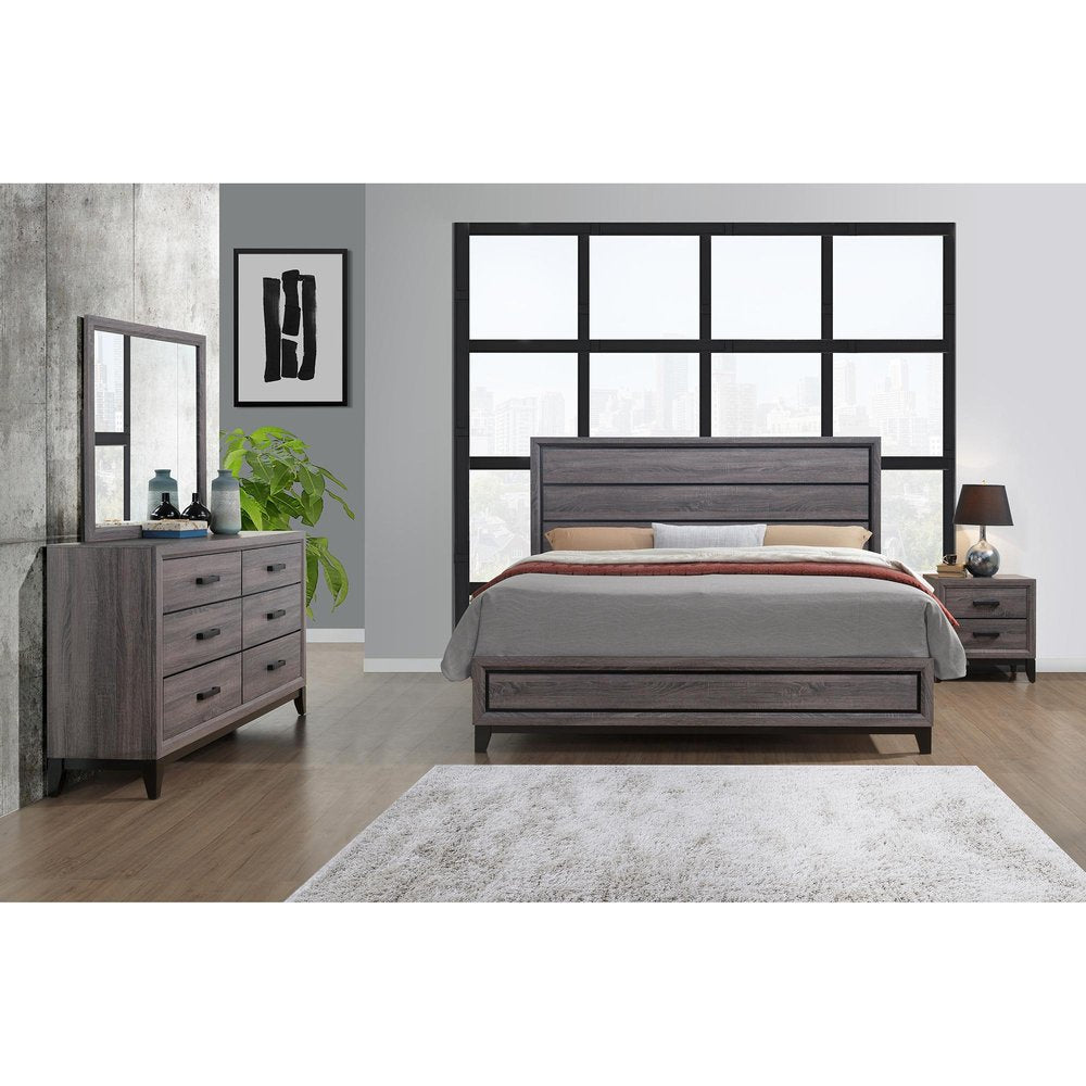 35" Dark Gray Wood Framed Accent Mirror