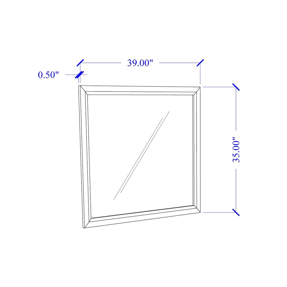 35" White Framed Dresser Mirror
