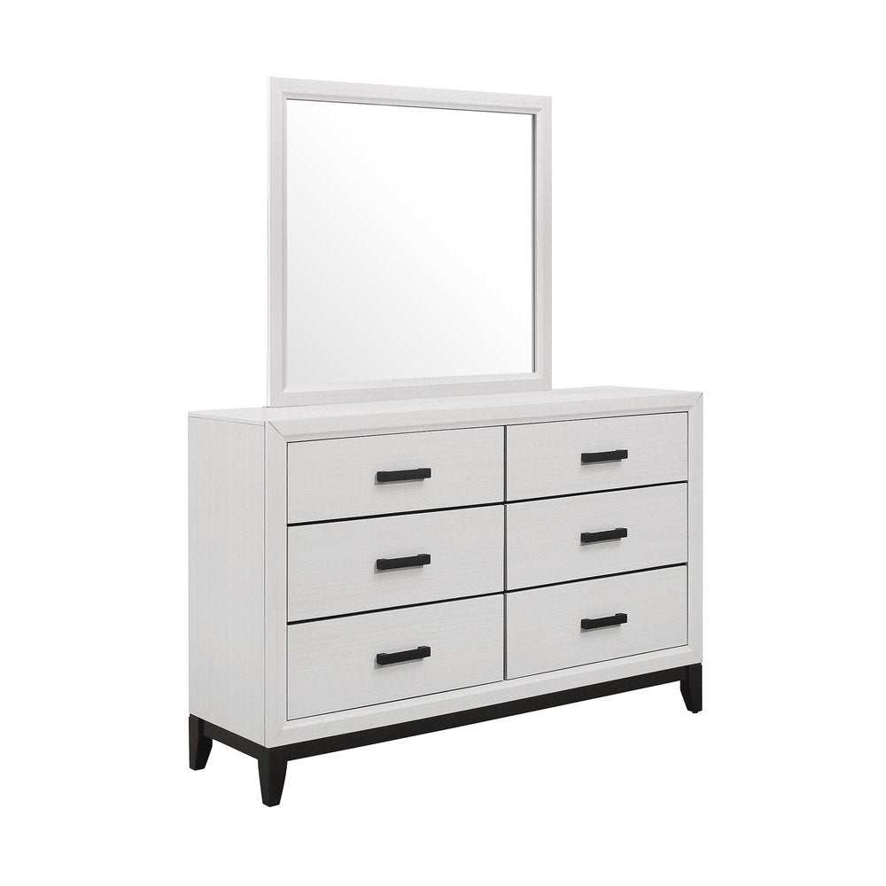 35" White Framed Dresser Mirror