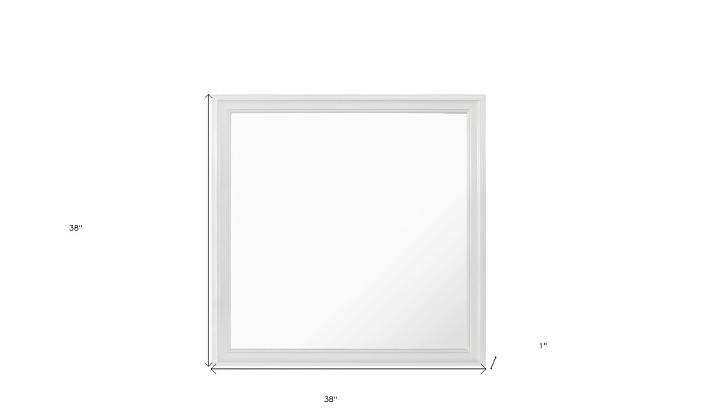 38" White Square Wood Framed Accent Mirror HomeRoots