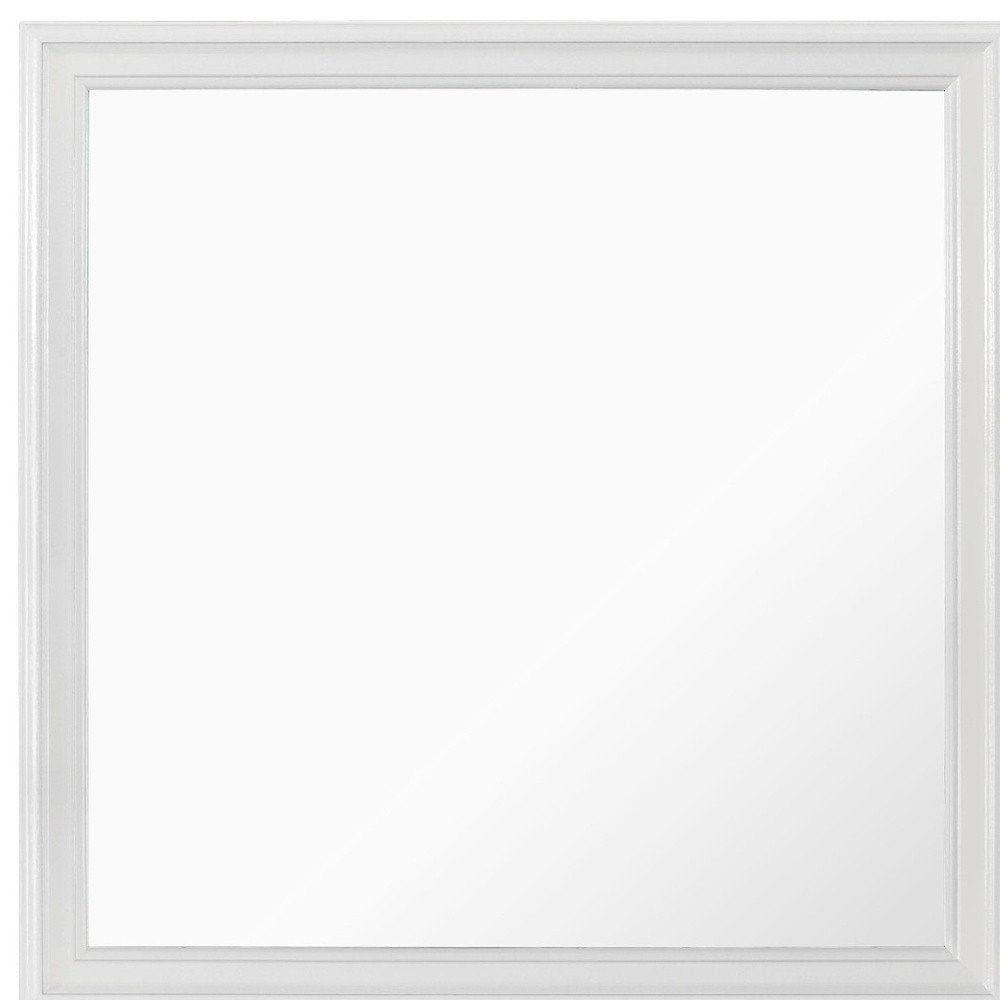 38" White Square Wood Framed Accent Mirror HomeRoots