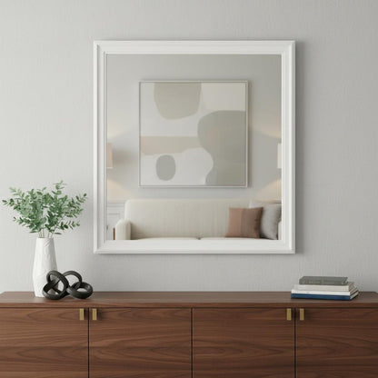 38" White Square Wood Framed Accent Mirror HomeRoots