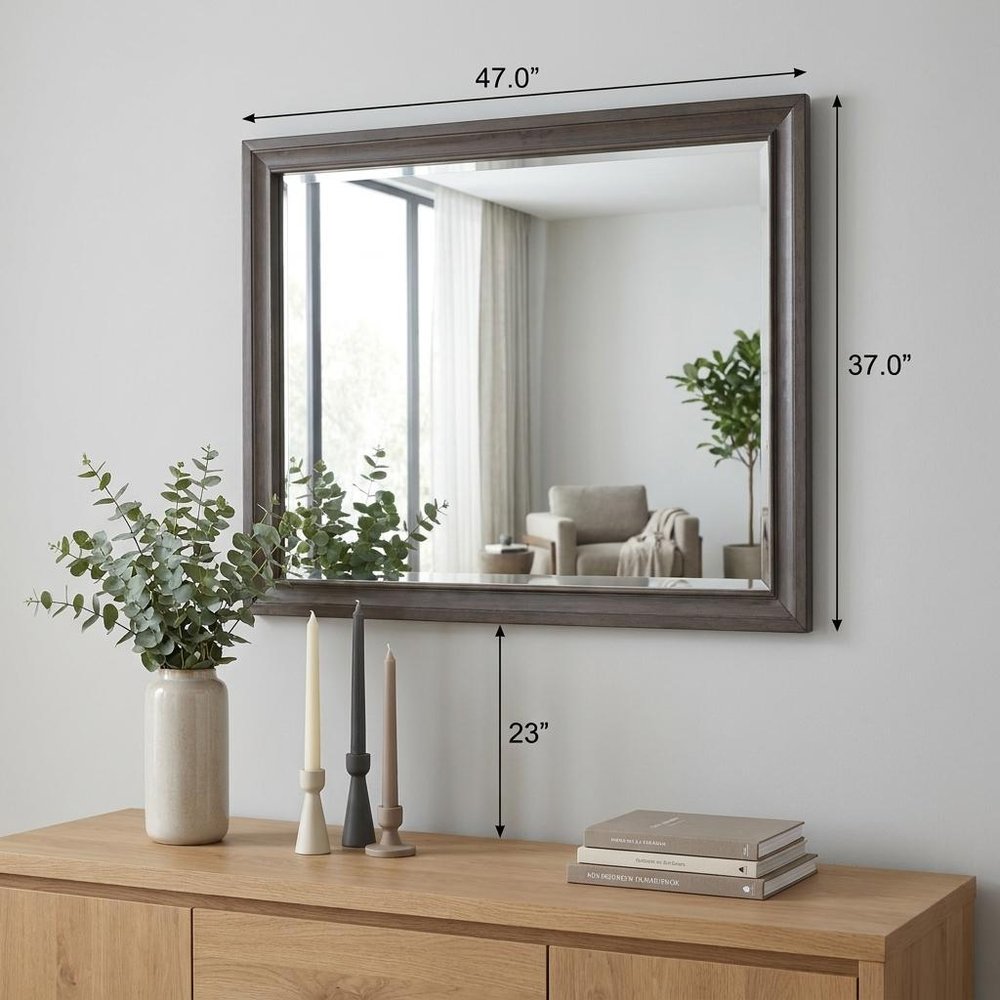 37" Gray Wood Framed Accent Mirror HomeRoots