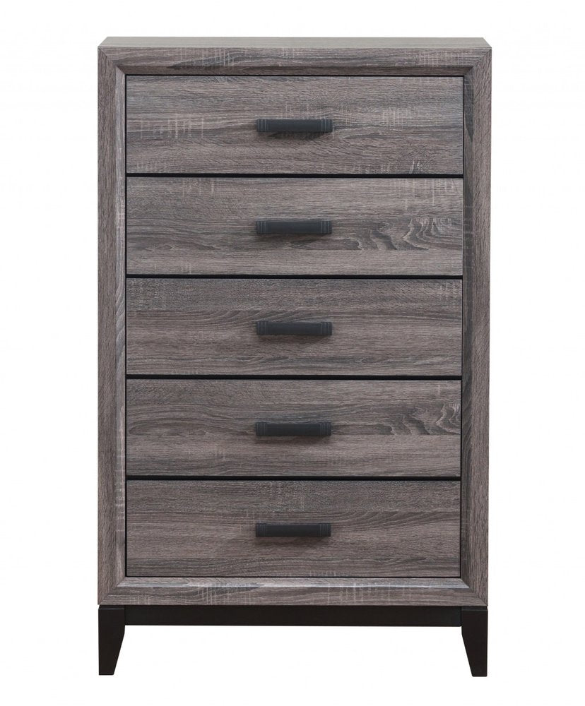 58" Gray Solid and Manufactured Wood Six Drawer Double Dresser HomeRoots