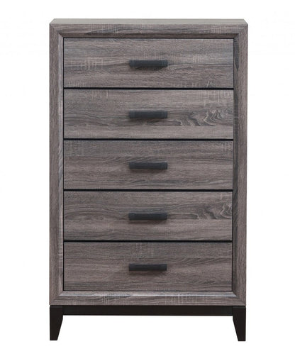 58" Gray Wood Six Drawer Double Dresser