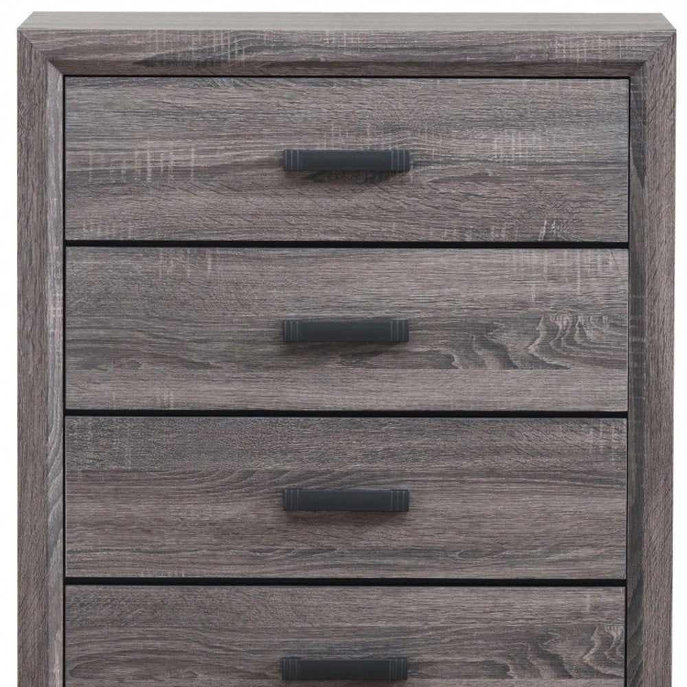31" Grey Solid Wood Five Drawer Chest HomeRoots