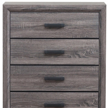 31" Grey Solid Wood Five Drawer Chest HomeRoots