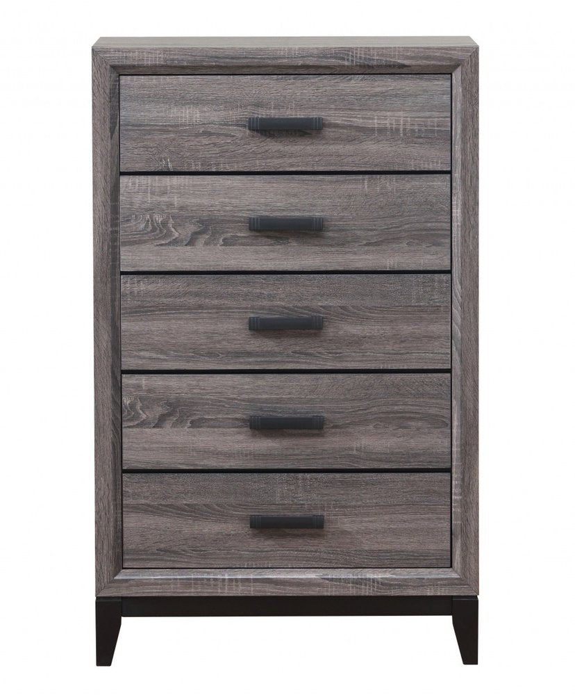 58" Gray Solid and Manufactured Wood Six Drawer Double Dresser HomeRoots