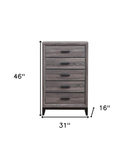 58" Gray Solid and Manufactured Wood Six Drawer Double Dresser HomeRoots