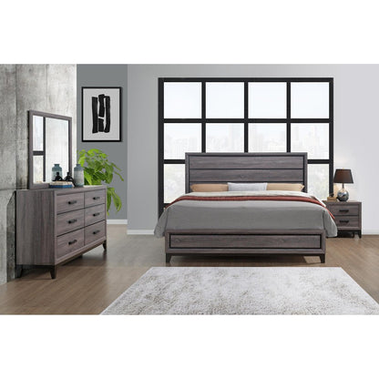 58" Gray Wood Six Drawer Double Dresser