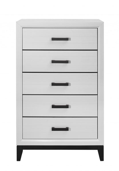 31" White Solid Wood Five Drawer Chest