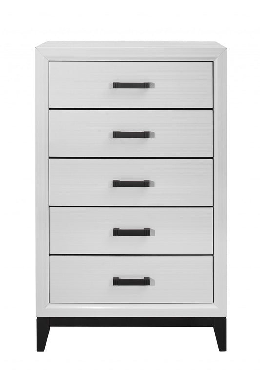 31" White Solid Wood Five Drawer Chest