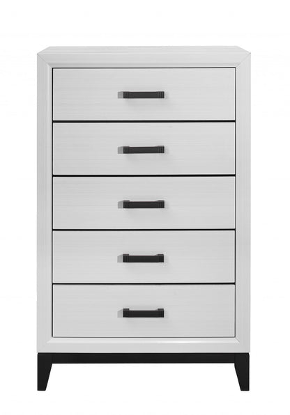 31" White Wood Five Drawer Standard Chest