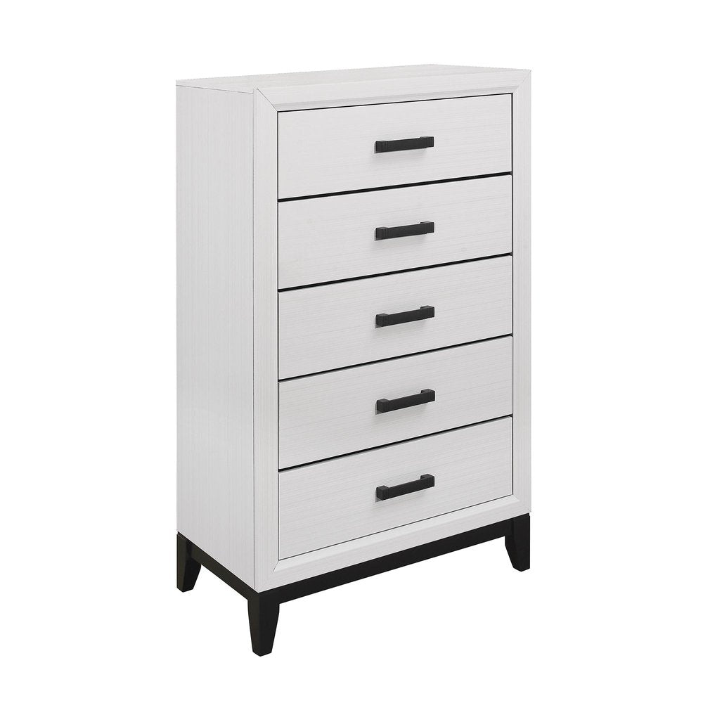 31" White Wood Five Drawer Dresser — view 7