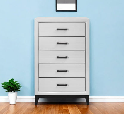 31" White Wood Five Drawer Standard Chest HomeRoots