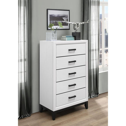 31" White Wood Five Drawer Dresser