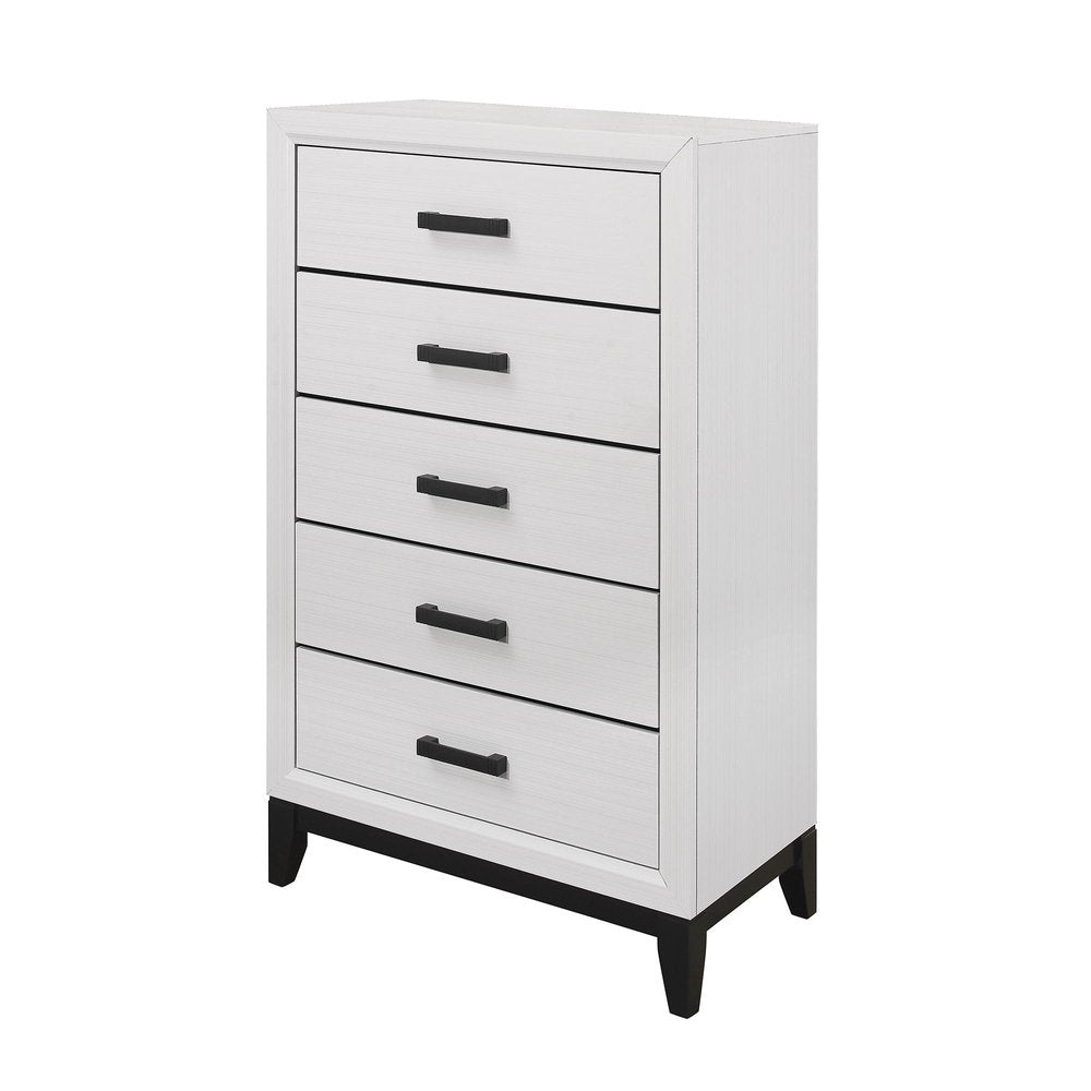 31" White Wood Five Drawer Dresser — view 9
