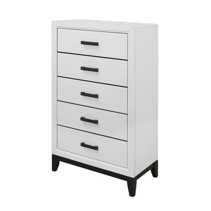 31" White Wood Five Drawer Dresser