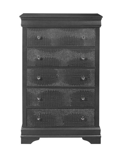 31" Metallic Grey Solid Wood Five Drawer Chest HomeRoots