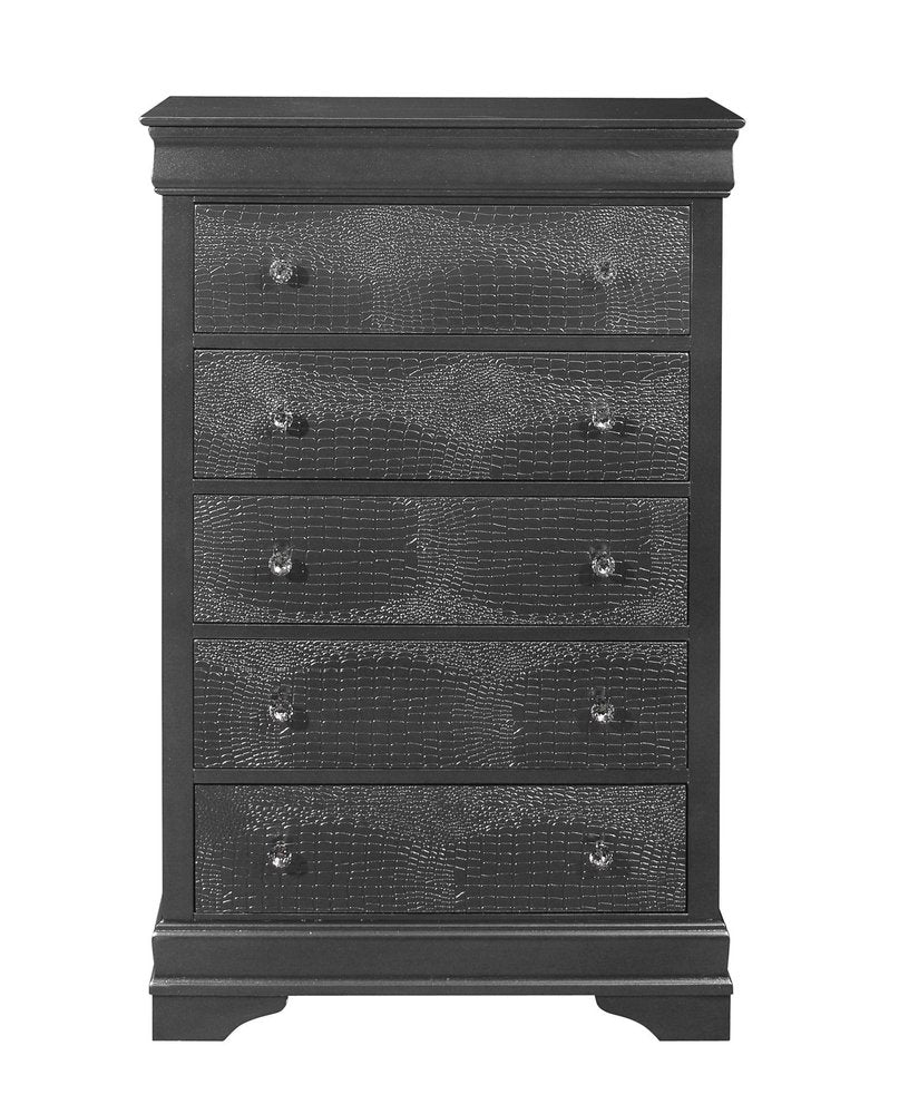 58" Metallic Grey Solid Wood Six Drawer Double Dresser HomeRoots