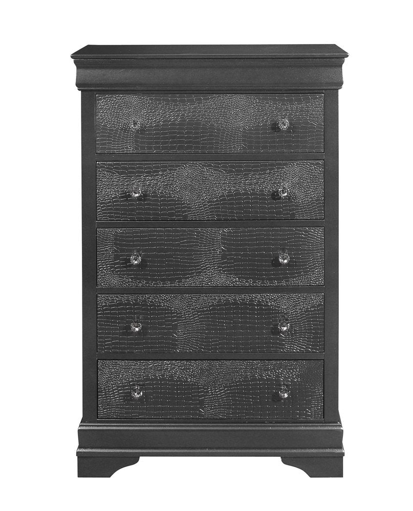 58" Metallic Grey Solid Wood Six Drawer Double Dresser HomeRoots