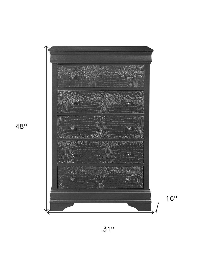58" Metallic Grey Solid Wood Six Drawer Double Dresser HomeRoots