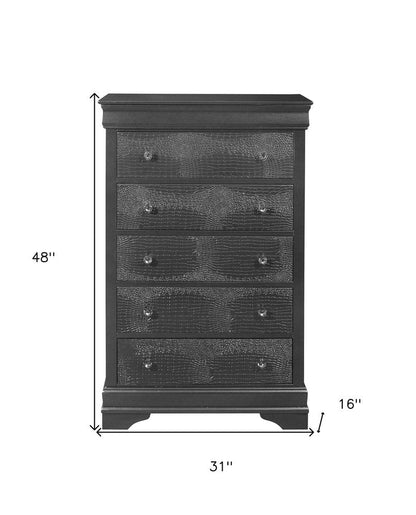 58" Metallic Grey Solid Wood Six Drawer Double Dresser HomeRoots
