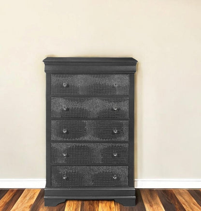 58" Metallic Grey Solid Wood Six Drawer Double Dresser HomeRoots