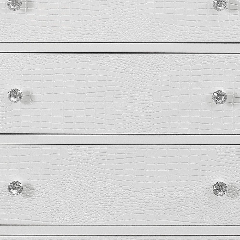 31" Metallic White Solid Wood Five Drawer Chest HomeRoots