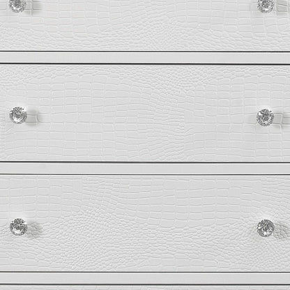 31" Metallic White Solid Wood Five Drawer Chest HomeRoots