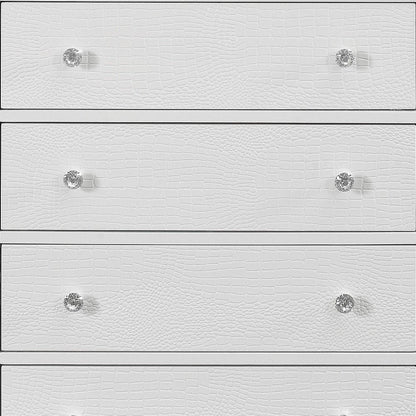 31" Metallic White Solid Wood Five Drawer Chest HomeRoots