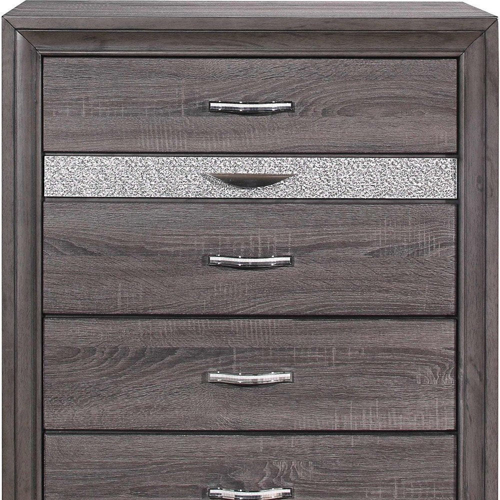 35" Grey Manufactured Wood Six Drawer Chest — view 3