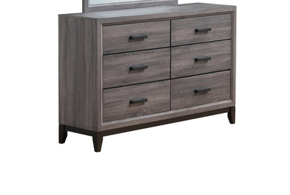 58" Grey Solid Wood Six Drawer Double Dresser