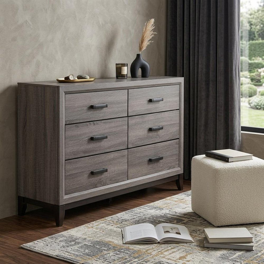 31" Grey Solid Wood Five Drawer Chest HomeRoots