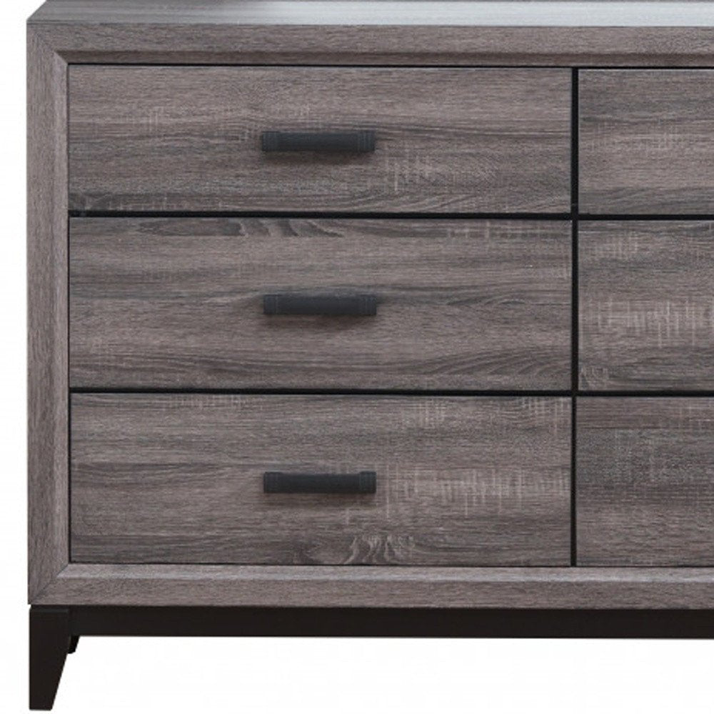 58" Gray Solid and Manufactured Wood Six Drawer Double Dresser HomeRoots