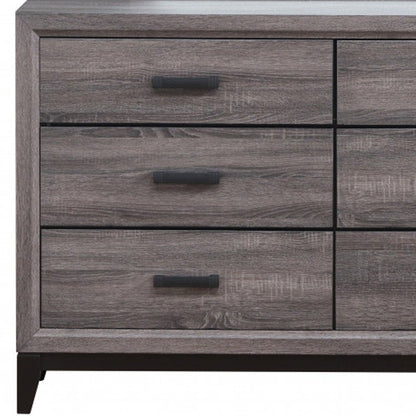 58" Gray Solid and Manufactured Wood Six Drawer Double Dresser HomeRoots