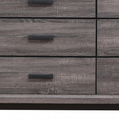 58" Grey Solid Wood Six Drawer Double Dresser