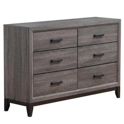 58" Gray Solid and Manufactured Wood Six Drawer Double Dresser HomeRoots