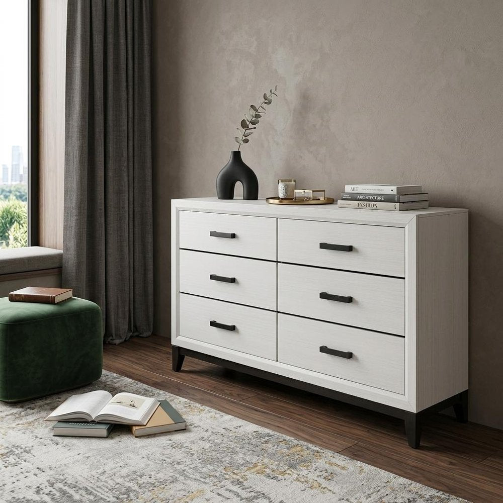 31" White Wood Five Drawer Standard Chest HomeRoots