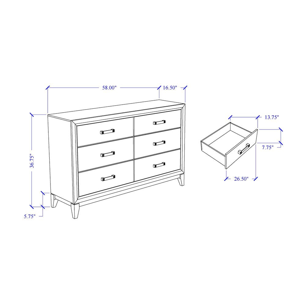 31" White Wood Five Drawer Dresser — view 14