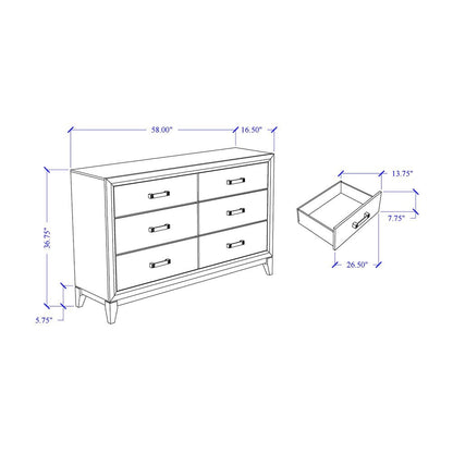 31" White Wood Five Drawer Dresser