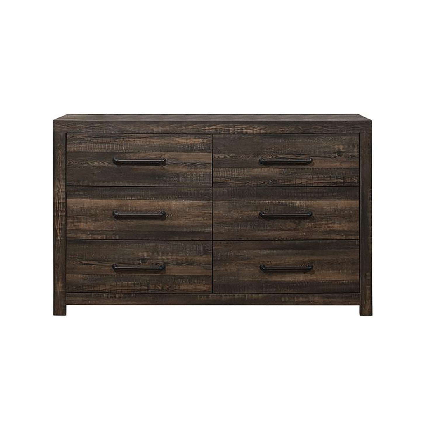 60" Dark Oak Solid Wood Six Drawer Double Dresser