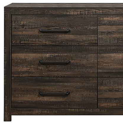 60" Dark Oak Solid Wood Six Drawer Double Dresser