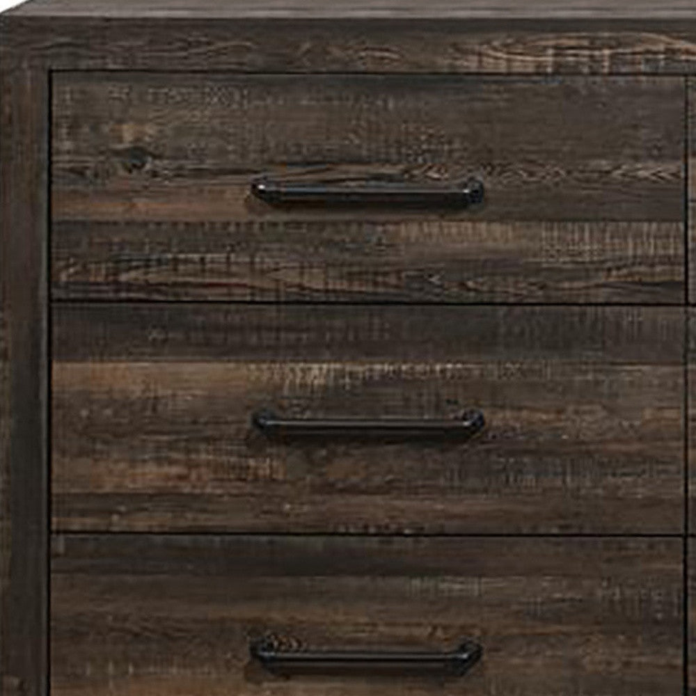 60" Dark Oak Solid Wood Six Drawer Double Dresser