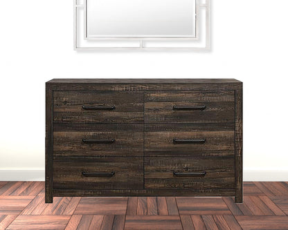 60" Dark Oak Solid Wood Six Drawer Double Dresser