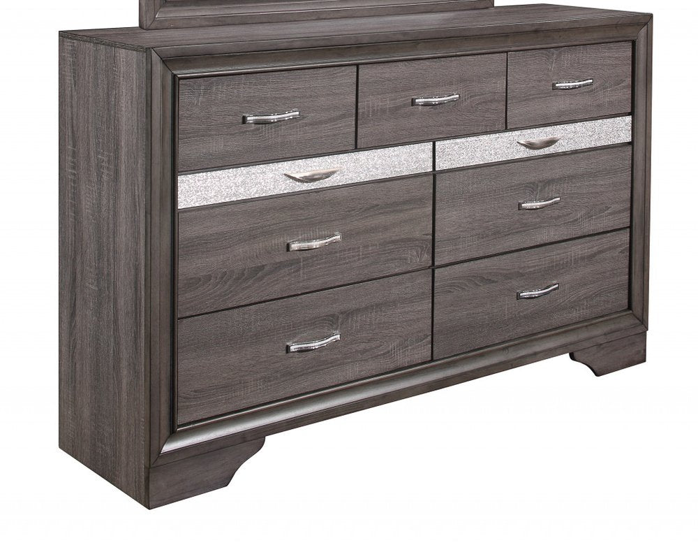 62" Grey Solid Wood Nine Drawer Double Dresser HomeRoots