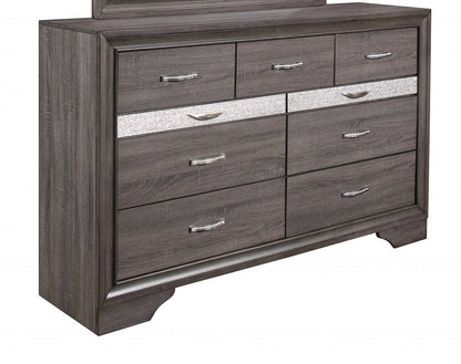 62" Grey Solid Wood Nine Drawer Double Dresser HomeRoots