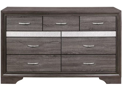 62" Grey Solid Wood Nine Drawer Double Dresser HomeRoots