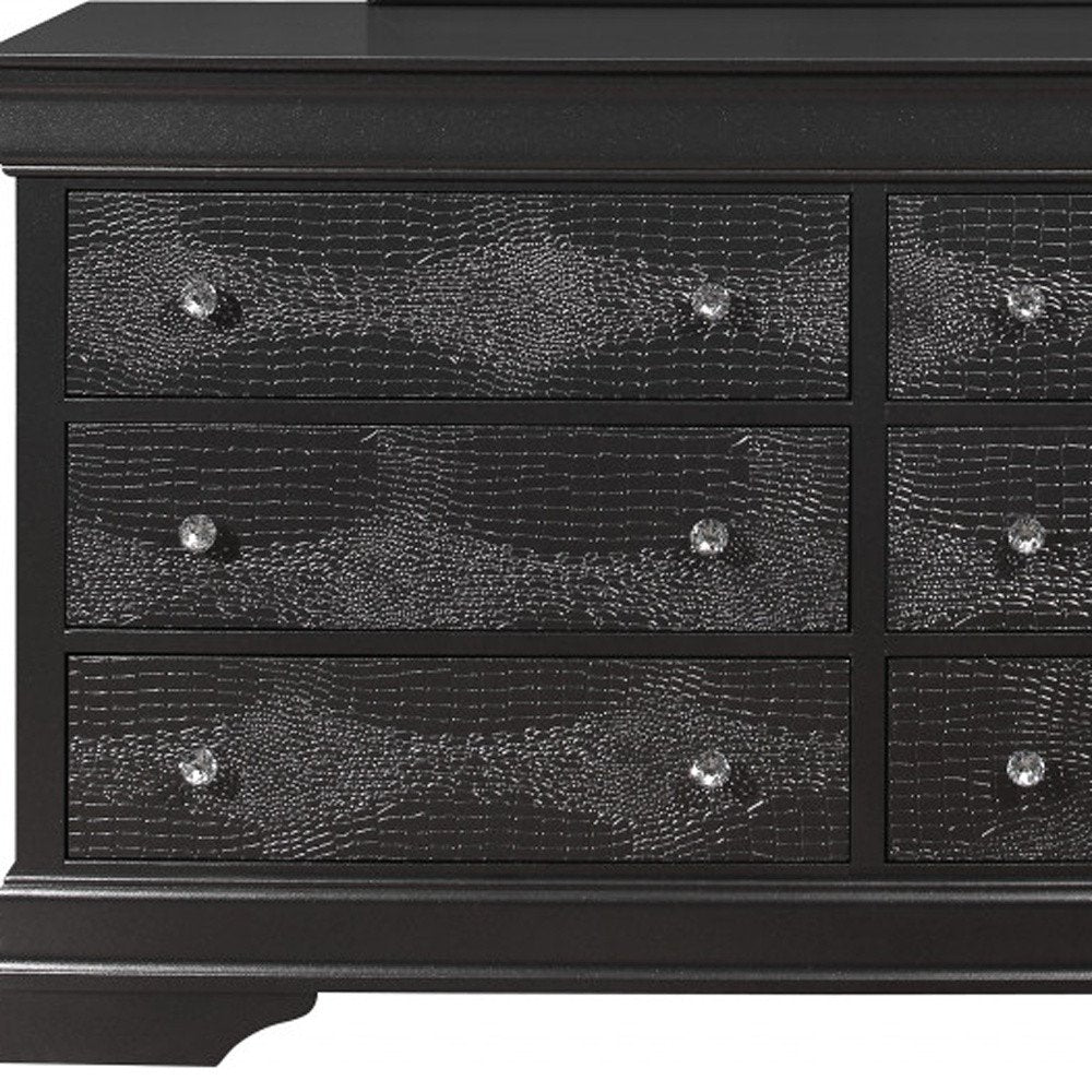 58" Metallic Grey Solid Wood Six Drawer Double Dresser HomeRoots